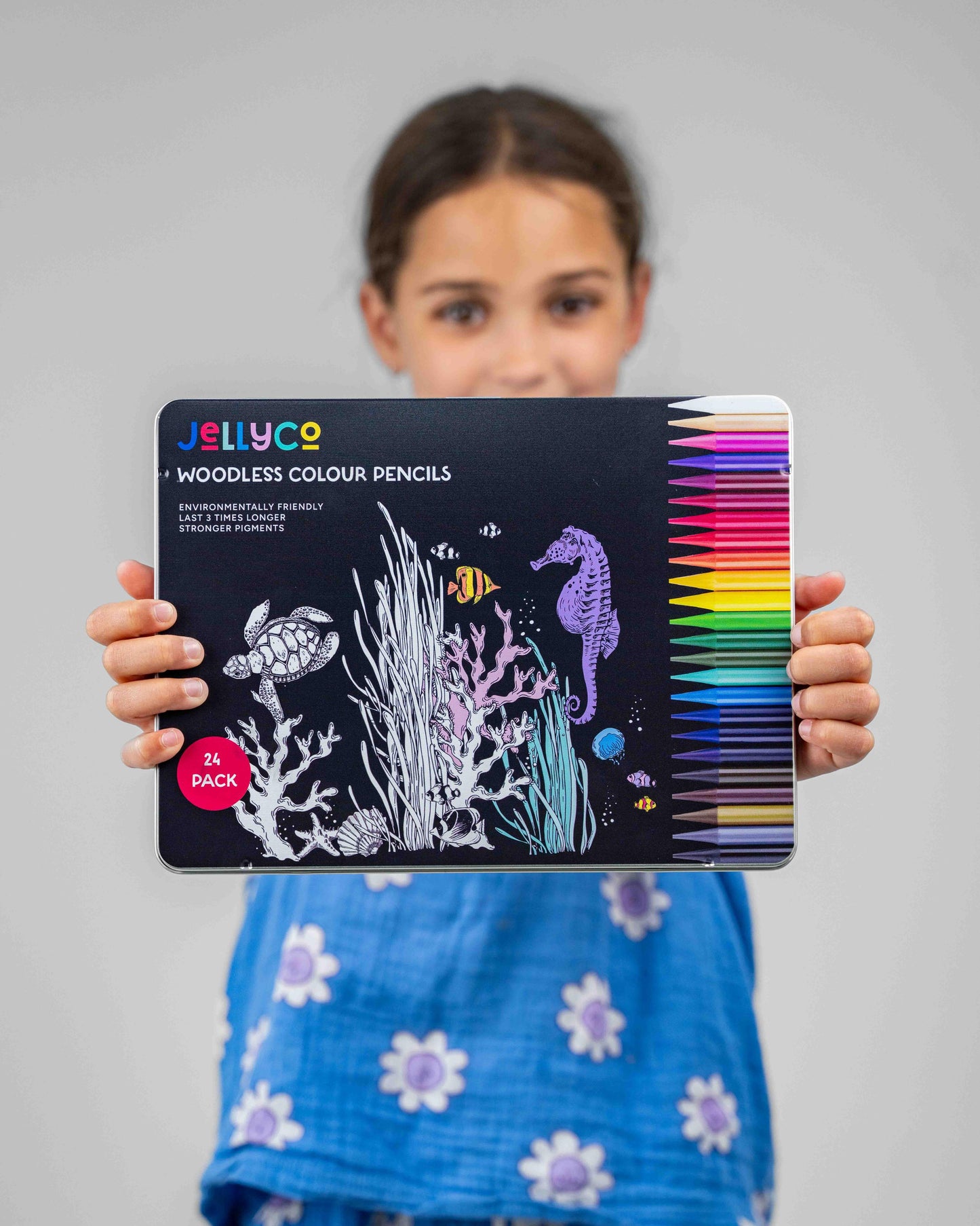24 Tin JellyCo Premium Quality Colour Pencils