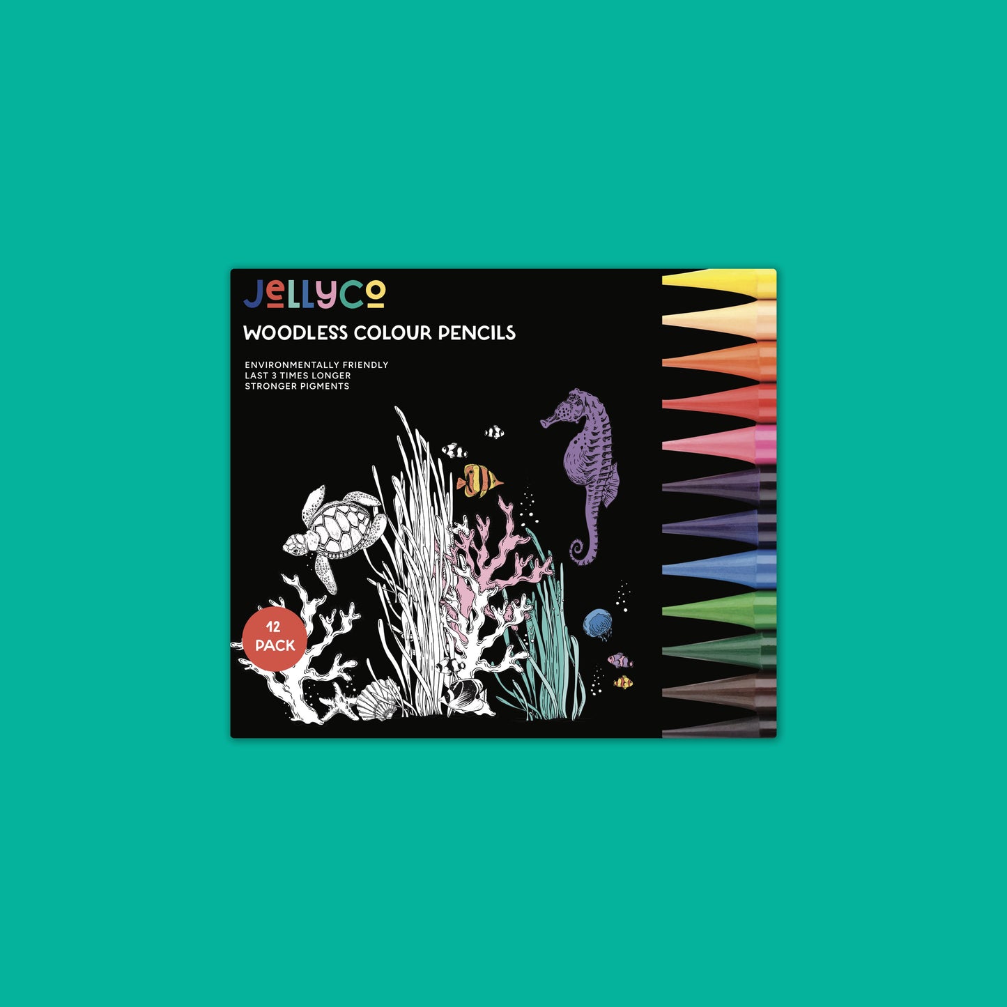 12 Tin JellyCo Premium Quality Colour Pencils